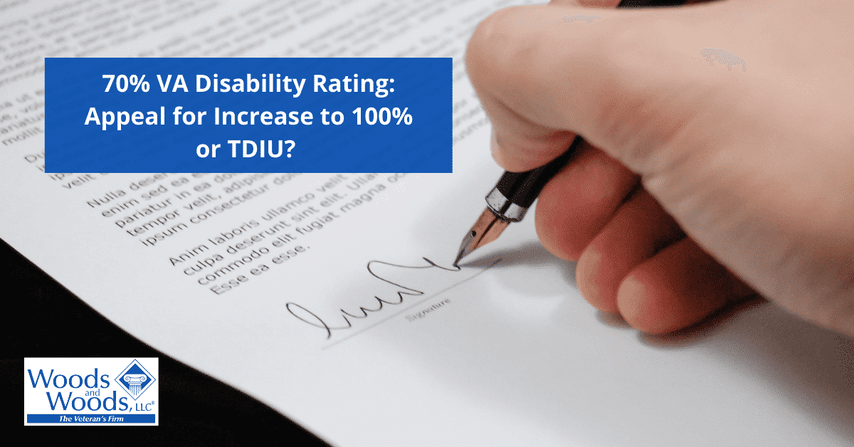 70 Percent Va Disability Rating Appeal For Increase To 100 Or Tdiu