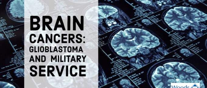 MRI images of the brain. Article title is on the left: Brain Cancers: Glioblastoma and Military Service