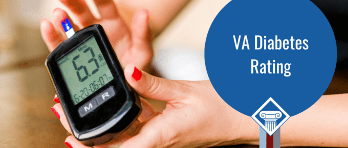 Woman holds a glucose meter. Article title to the right: VA Diabetes Rating