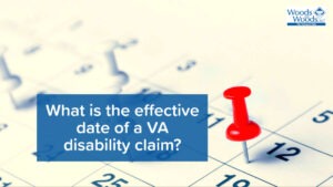 Calendar with pushpin on one of the days. Article title "What is the effective date of a VA disability claim" is on the left.