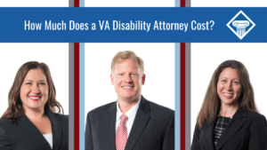 Photos of Woods & Woods attorneys with text "How Much Does a VA Disability Attorney Cost?"