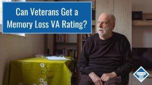 Picture of a man sitting in a wheelchair looking out of a window. Article title is in the top left corner: Can Veterans Get a Memory Loss VA Rating?