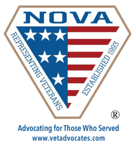 Logo for NOVA, with a link to the National Organization of Veterans' Advocates website