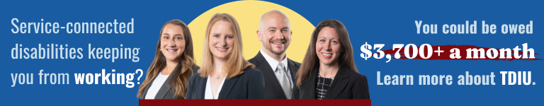 Four of our VA disability attorneys are pictured over a banner explaining TDIU VA benefits.