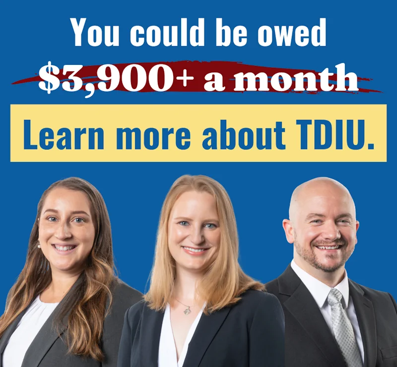 A blue banner reading: You could be owed $3900+ a month. Learn more about VA TDIU. Also features images of VA-accredited Cecilia Ton, Krystal Lechner, and Zack Evans.