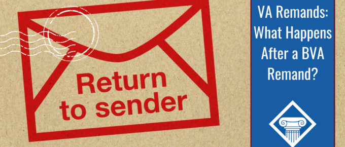 Envelope with the message "Return to Sender." Article title is on the left: 'What happens after a BVA remand?"