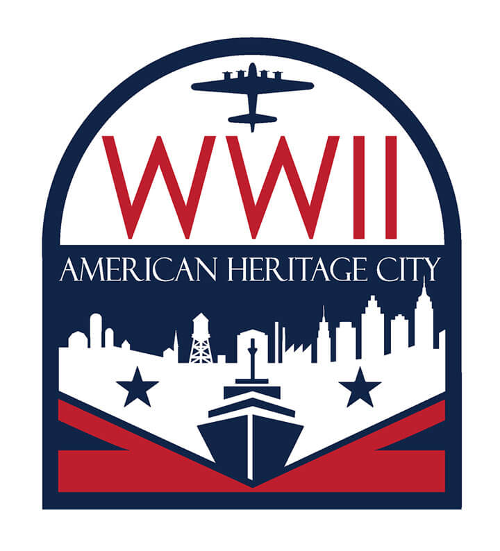 Logo for the WWII American Heritage City in Evansville Indiana where we are located.
