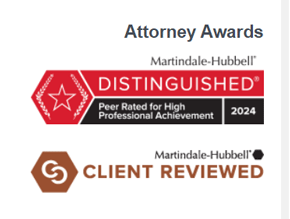 Martindale - Hubble distinguished rating for Law firms.