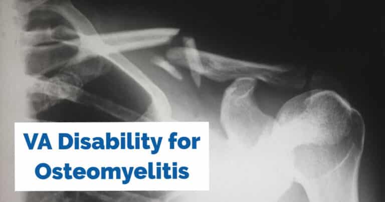 Xray of broken collar bone with our title "VA Disability for Osteomyelitis"