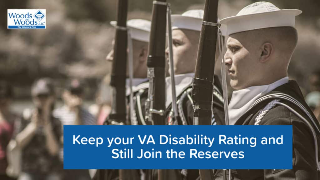 Picture of soldiers in formal dress holding drill rifles. Our title is below: Keep your VA Disability Rating and Still Join the Reserves