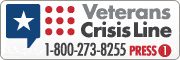 Picture of the VET crisis line and phone number: 1-800-273-8255 and Press 1. 